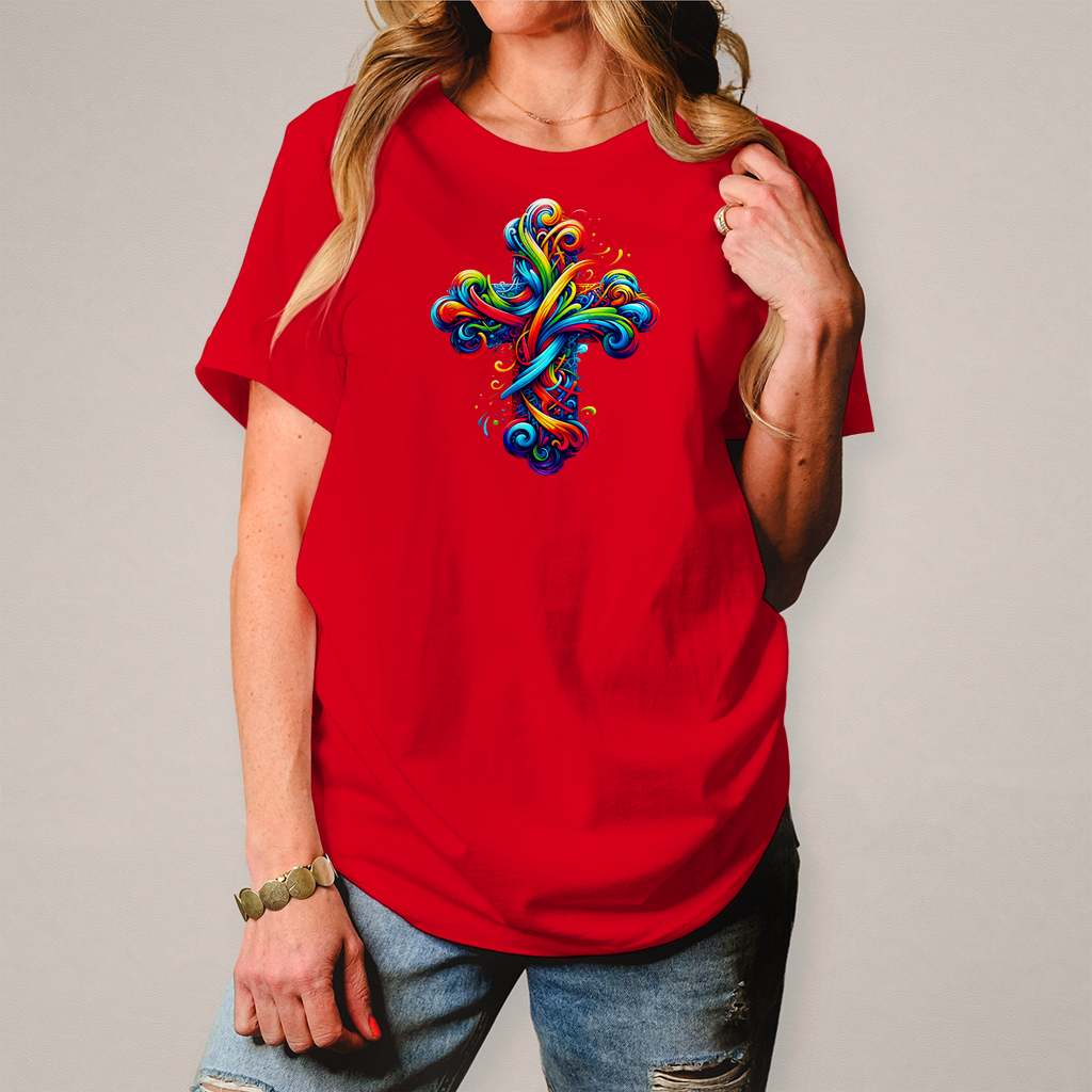 Damen T-Shirt "Buntes Kreuz"