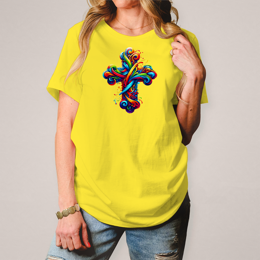 Damen T-Shirt "Buntes Kreuz"