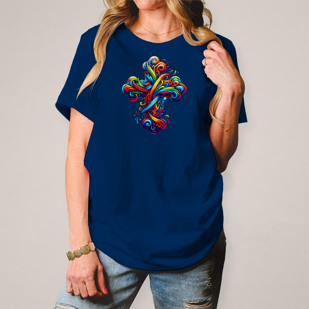 Damen T-Shirt "Buntes Kreuz"